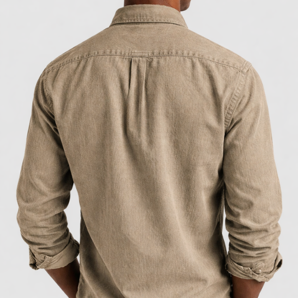 Nathan - Camicia casual a maniche lunghe con colletto a revers per uomo